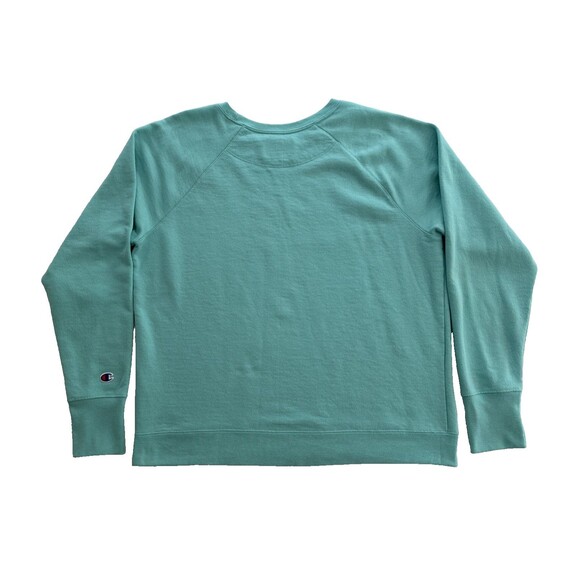 Champion Women's Spell Out Logo Pullover Teal Crew Neck Sweatshirt Size XL - Picture 2 of 5